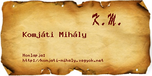 Komjáti Mihály névjegykártya